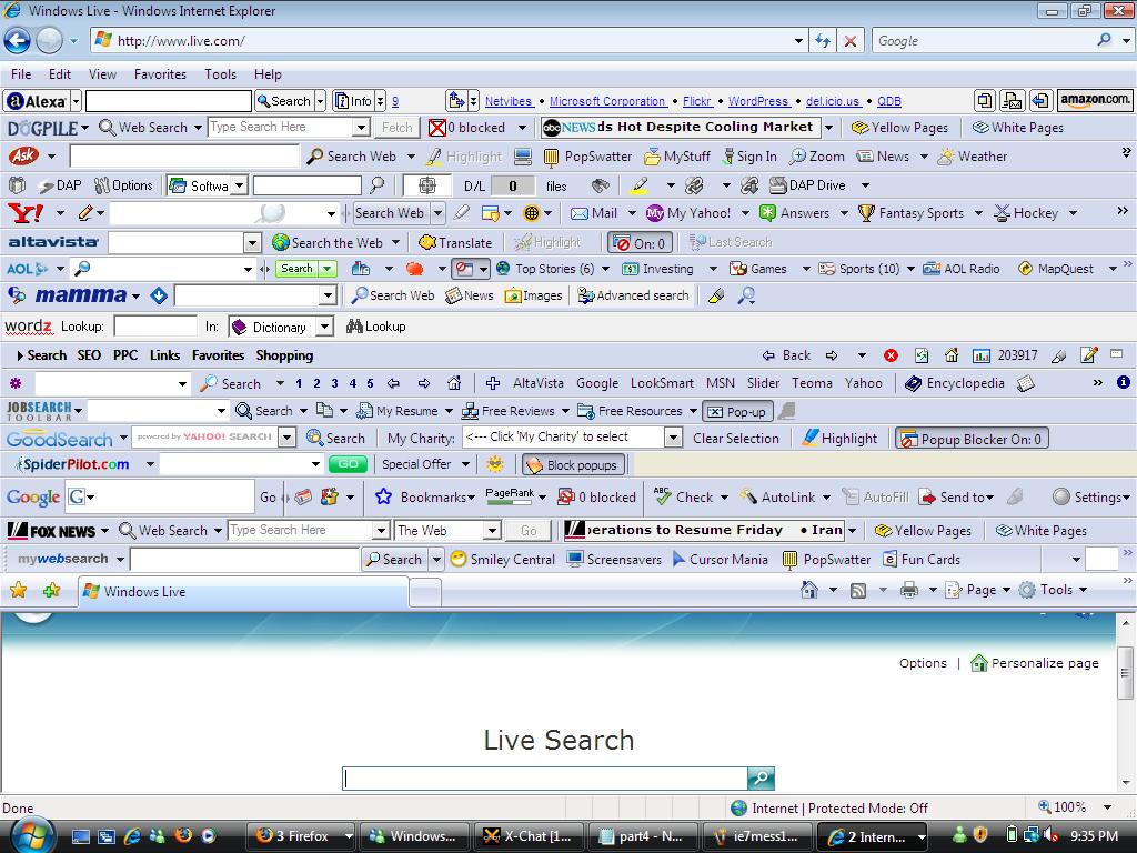 A browser that has way too many toolbars